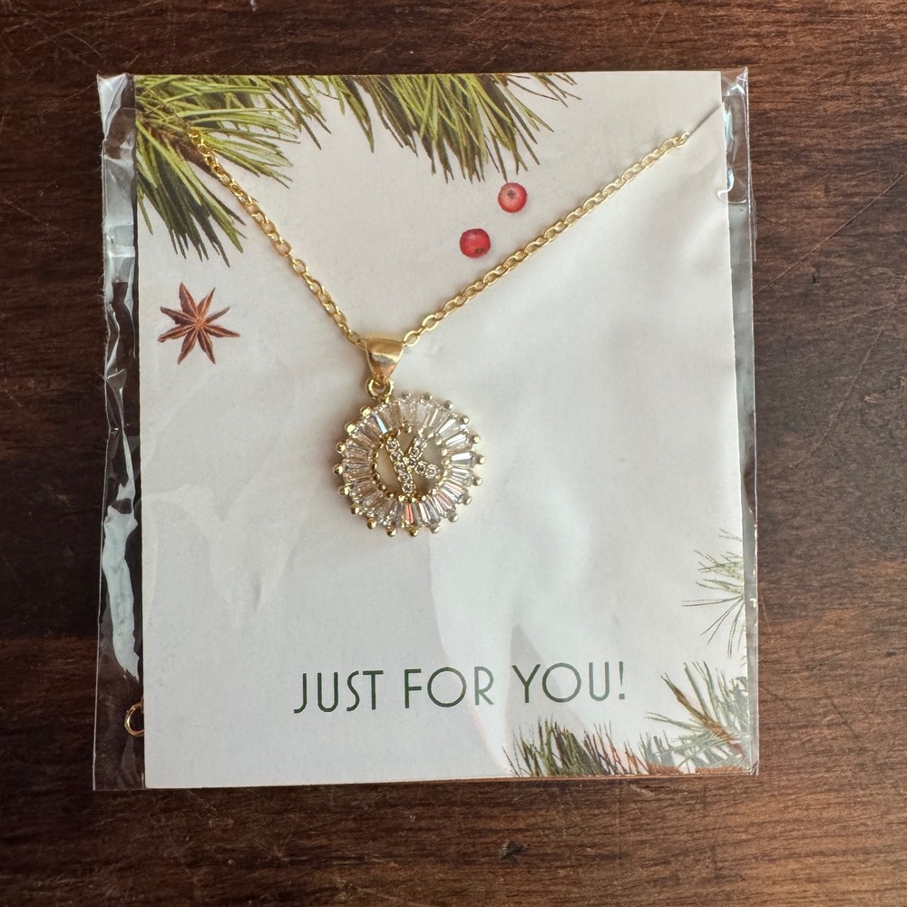 NEW Nordstrom Mini‎ Pave Alphabet Pendant Necklace Gold Letter K Initial